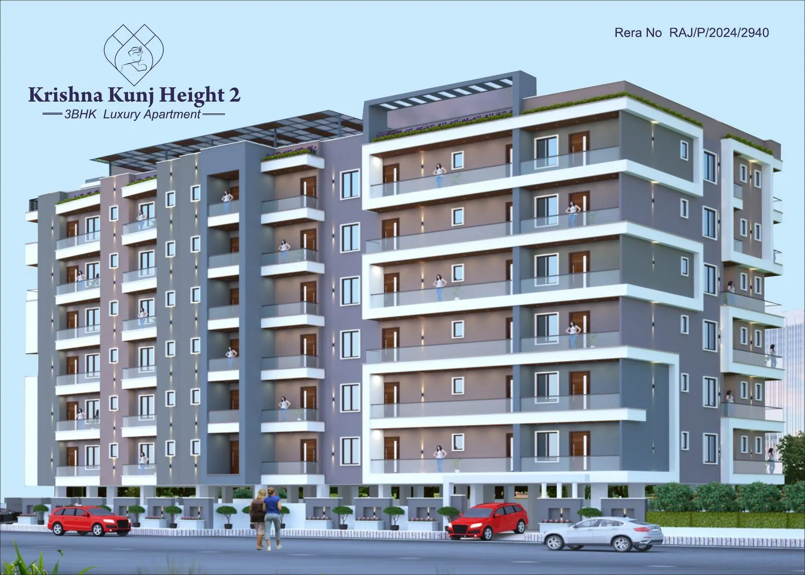 Krishna Kunj Height 2 — 3BHK family apartment building exterior, Vaishali Nagar, Jaipur