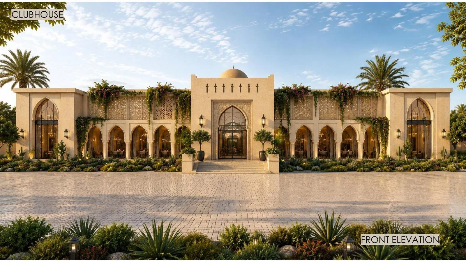 Clubhouse front elevation at Mountain Life Farm, Jaipur